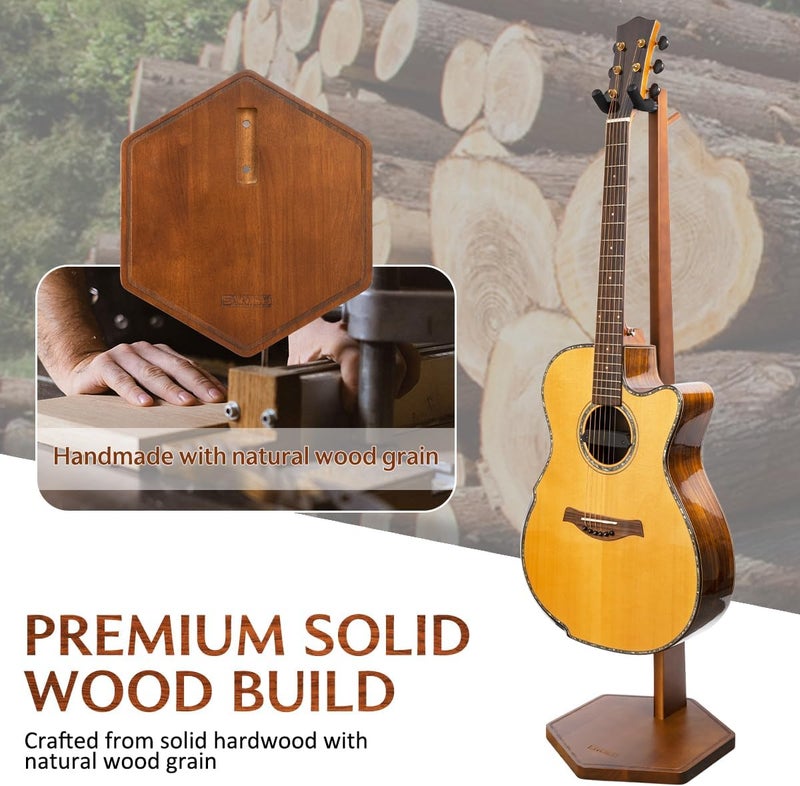 STRICH Acoustic Guitar Stand, HardWood 35.4" Height Floor Guitar Dispaly, Walnut Guitars Holder with Hanger for Home, Studio (FH1, Guitar Display) - Image 2